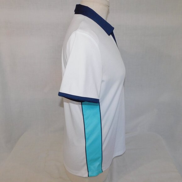 Callaway Opti Dri Womens L White Blue V Neck Golf Polo Shirt - Picture 6 of 10